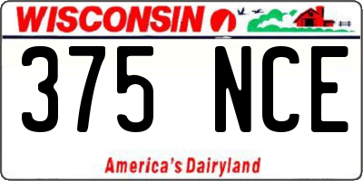 WI license plate 375NCE