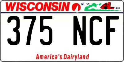 WI license plate 375NCF