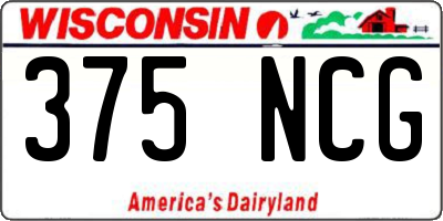 WI license plate 375NCG