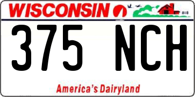 WI license plate 375NCH
