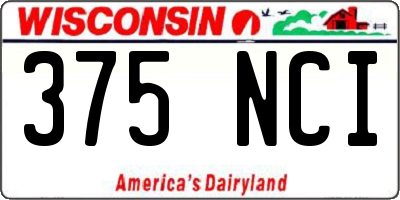 WI license plate 375NCI