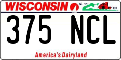 WI license plate 375NCL