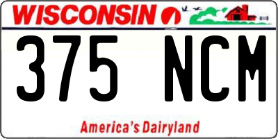 WI license plate 375NCM