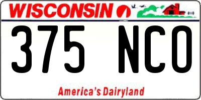 WI license plate 375NCO