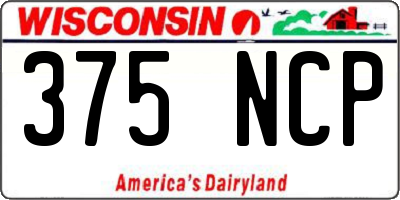 WI license plate 375NCP