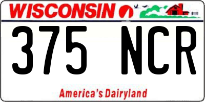 WI license plate 375NCR