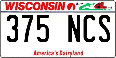 WI license plate 375NCS