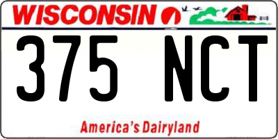WI license plate 375NCT