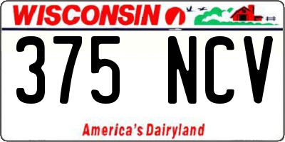 WI license plate 375NCV
