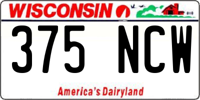 WI license plate 375NCW