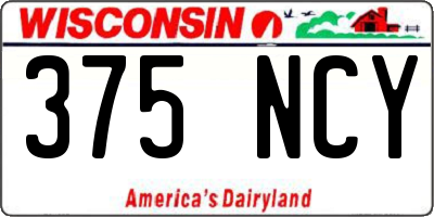 WI license plate 375NCY