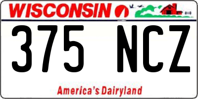 WI license plate 375NCZ