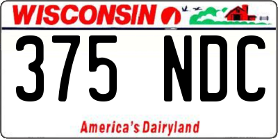 WI license plate 375NDC