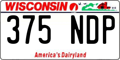 WI license plate 375NDP