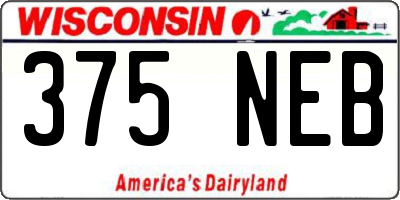 WI license plate 375NEB