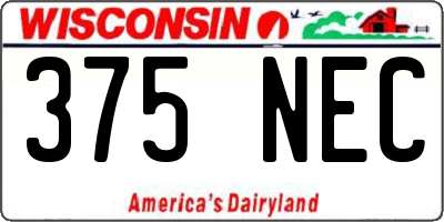 WI license plate 375NEC