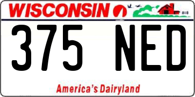 WI license plate 375NED