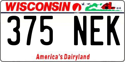 WI license plate 375NEK