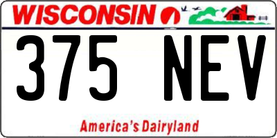 WI license plate 375NEV