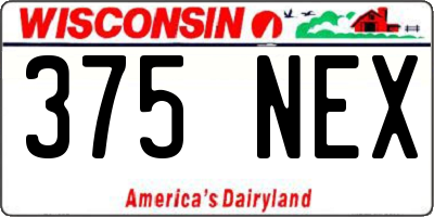 WI license plate 375NEX