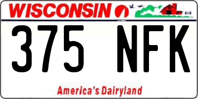 WI license plate 375NFK