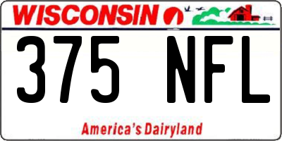 WI license plate 375NFL