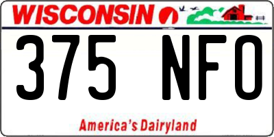 WI license plate 375NFO