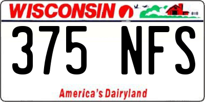 WI license plate 375NFS