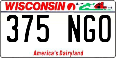 WI license plate 375NGO