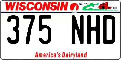 WI license plate 375NHD