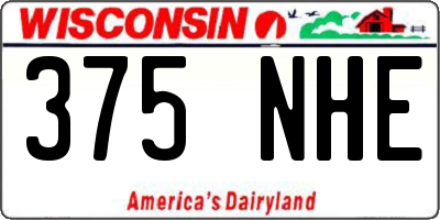 WI license plate 375NHE