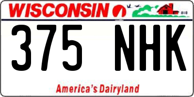 WI license plate 375NHK