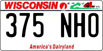 WI license plate 375NHO