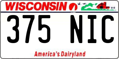 WI license plate 375NIC