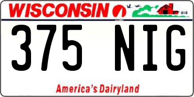 WI license plate 375NIG