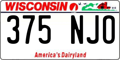 WI license plate 375NJO