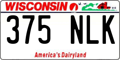 WI license plate 375NLK