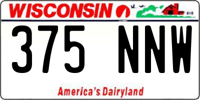 WI license plate 375NNW