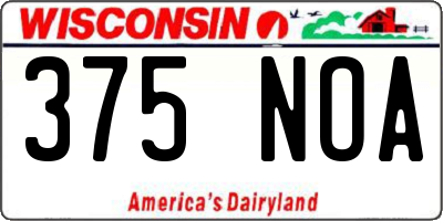 WI license plate 375NOA