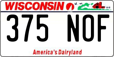 WI license plate 375NOF