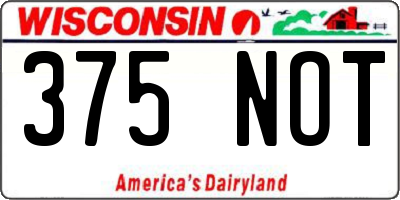 WI license plate 375NOT