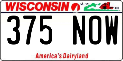 WI license plate 375NOW