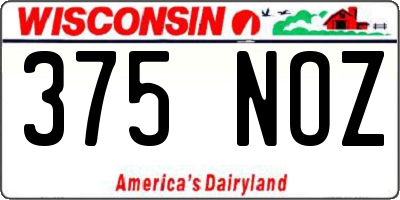 WI license plate 375NOZ