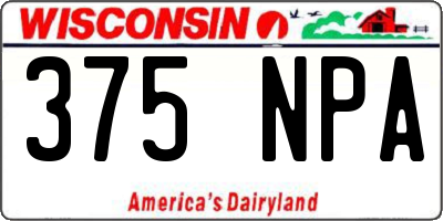 WI license plate 375NPA