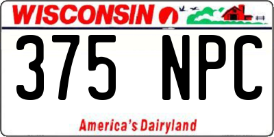 WI license plate 375NPC