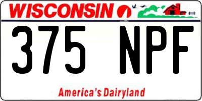 WI license plate 375NPF