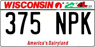 WI license plate 375NPK