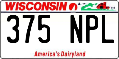 WI license plate 375NPL