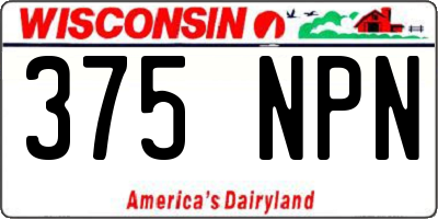 WI license plate 375NPN