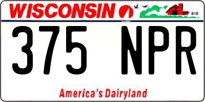 WI license plate 375NPR